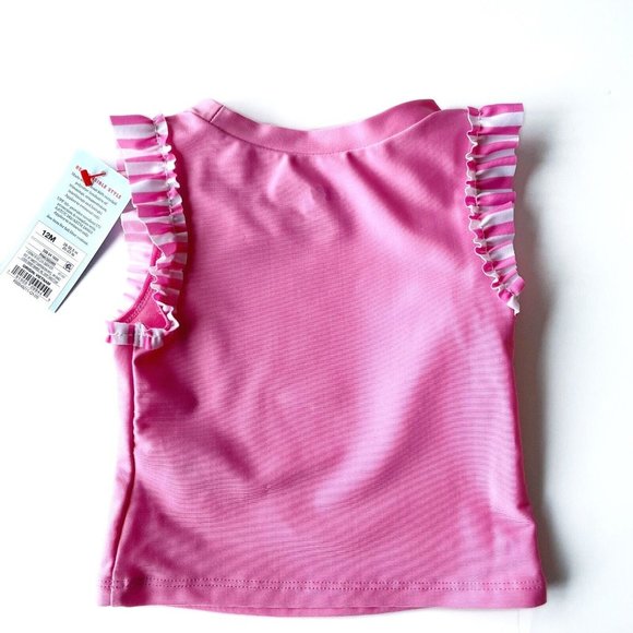 Cat & Jack Swimsuit Girl 12 Month Bikini 2 Piece Set Pink Graphic Ruffle New - Picture 5 of 14